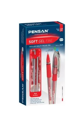 Pensan Tükenmez Kalem Soft Gel Fıne Kırmızı 0.5 Mm 2420 - - Pensan - F