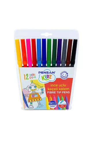 Pensan Kidz Keçeli Kalem 12 Renk İnce Uçlu 5000 - - Pensan - Fiyatı - 