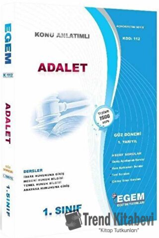 1. Sınıf 1. Yarıyıl Adalet Konu Anlatımlı Hedef Sorular - Kod 112 Egem