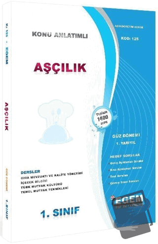 1. Sınıf 1. Yarıyıl Aşçılık Konu Anlatımlı Hedef Sorular - Kod 125 - K