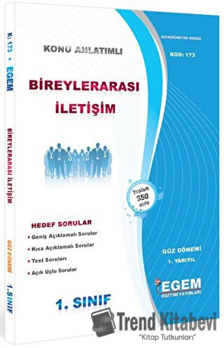 1. Sınıf 1. Yarıyıl Bireyler Arası İletişim Konu Anlatımlı Soru Bankas