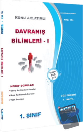 1. Sınıf 1. Yarıyıl Davranış Bilimleri 1 Hedef Sorular - Kolektif - Eg