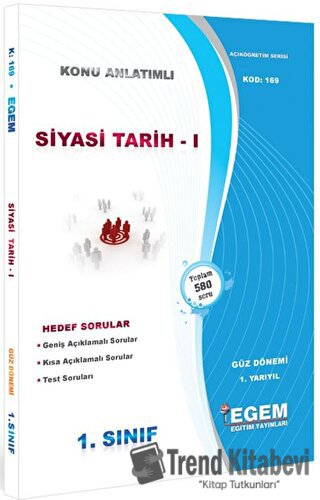 1. Sınıf 1. Yarıyıl Siyasi Tarih 1 Konu Anlatımlı Soru Bankası - Kod 1