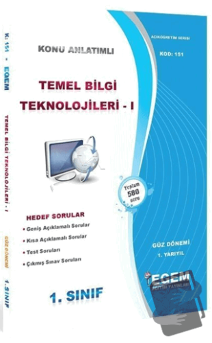 1. Sınıf 1. Yarıyıl Temel Bilgi Teknolojileri 1 - Kod 151 - Kolektif -