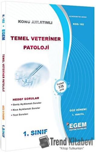 1. Sınıf 1. Yarıyıl Temel Veteriner Patoloji Konu Anlatımlı Soru Banka