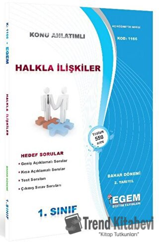 1. Sınıf 2. Yarıyıl Konu Anlatımlı Halkla İlişkiler - Kod 1166 Egem Eğ