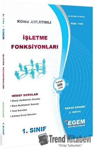 1. Sınıf 2. Yarıyıl Konu Anlatımlı İşletme Fonksiyonları - Kod 1160 Eg