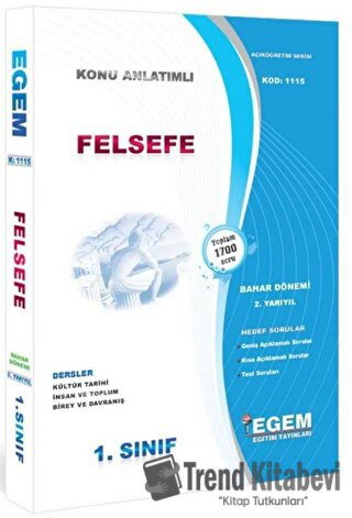 1. Sınıf Felsefe Bahar Dönemi Konu Anlatımlı Soru Bankası 2. Yarıyıl, 