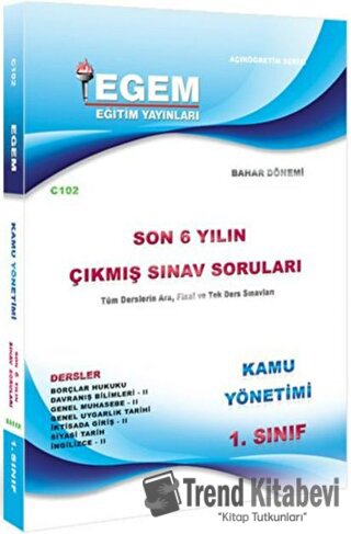 1. Sınıf Kamu Bahar Dönemi Çıkmış Sınav Soruları (2012-2018), Kolektif