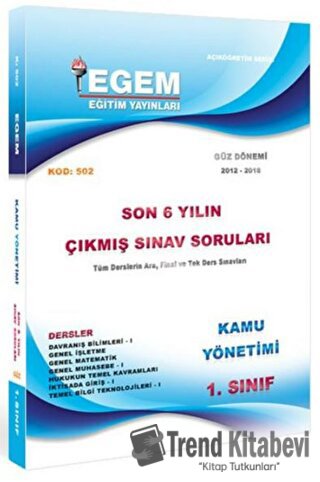 1. Sınıf Kamu Çıkmış Sınav Soruları (2012-2018) Güz Dönemi, Kolektif, 