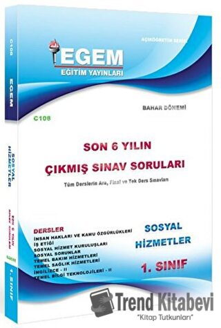 1. Sınıf Sosyal Hizmetler Son 6 Yılın Çıkmış Sınav Soruları - Kod C108