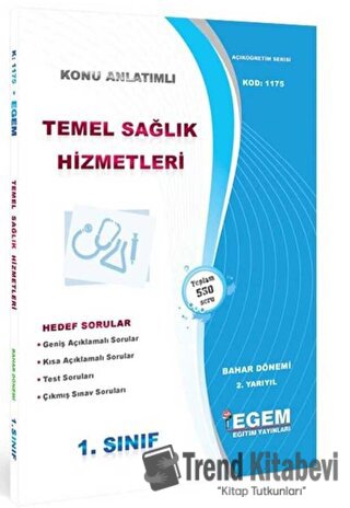 1. Sınıf Temel Sağlık Hizmetleri Bahar Dönemi Konu Anlatımlı Soru Bank