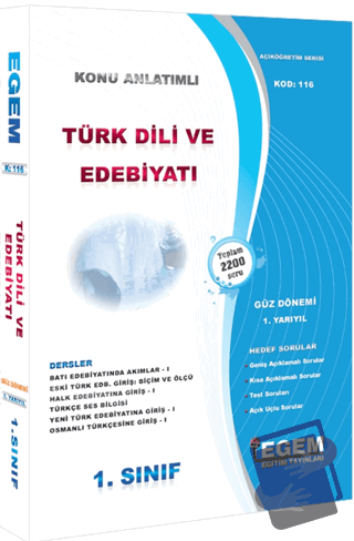 1. Sınıf Türk Dili Ve Edebiyatı Konu Anlatımlı Soru Bankası Güz Dönemi