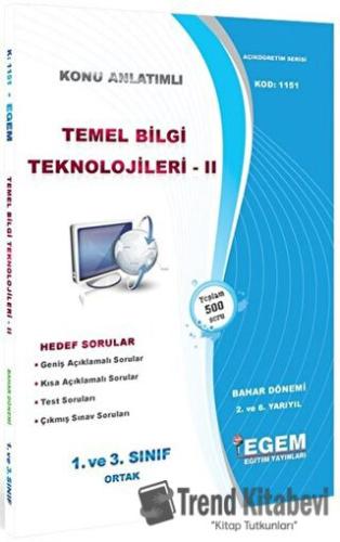 1. ve 3. Sınıf Ortak 2. ve 6. Yarıyıl Konu Anlatımlı Temel Bilgi Tekno