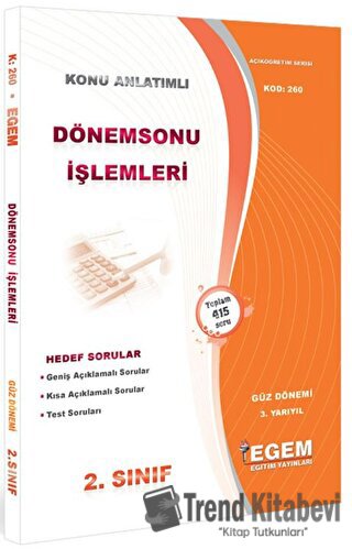 2. Sınıf 3. Yarıyıl Dönemsonu İşlemleri Konu Anlatımlı Soru Bankası - 