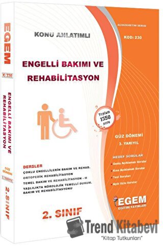 2. Sınıf 3. Yarıyıl Engelli Bakımı ve Rehabilitasyon Konu Anlatımlı So