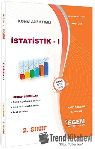 2. Sınıf 3. Yarıyıl İstatistik 1 Konu Anlatımlı Soru Bankası - Kod 254