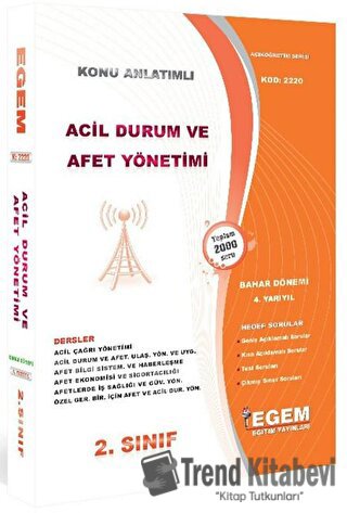 2. Sınıf 4. Yarıyıl Konu Anlatımlı Acil Durum ve Afet Yönetimi - Kod 2