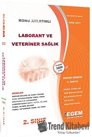 2. Sınıf 4. Yarıyıl Konu Anlatımlı Laborant ve Veteriner Sağlık - Kod 