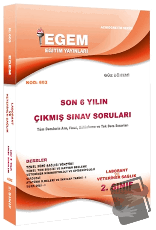 2. Sınıf Laborant ve Veteriner Sağlık (Güz Dönemi) Çıkmış Sınav Sorula