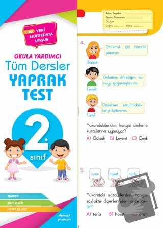 2. Sınıf Tüm Dersler Yaprak Test - Kolektif - 4 Element Yayınları - Fi