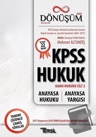 2019 Dönüşüm KPSS Hukuk - Kamu Hukuku Cilt 2 - Anayasa Hukuku - Anayas