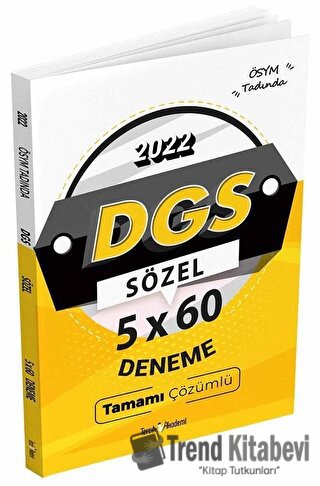 2022 DGS Sözel 5x60 Deneme Tamamı Çözümlü, Kolektif, Tercih Akademi Ya