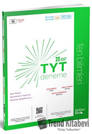 2023 TYT Fen Bilimleri 25 Deneme Video Çözümlü Üç Dört Beş Yayınları, 