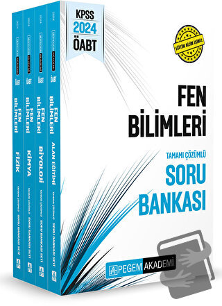 2024 KPSS ÖABT Fen Bilimleri Tamamı Çözümlü Soru Bankası (4 Kitap) - K