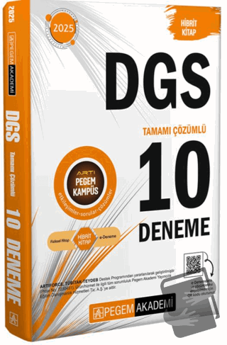 2025 DGS Tamamı Çözümlü 10 Deneme - Kollektif - Pegem Akademi Yayıncıl