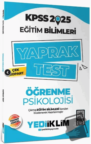 2025 KPSS Eğitim Bilimleri Öğrenme Psikolojisi Çek Kopart Yaprak Test 