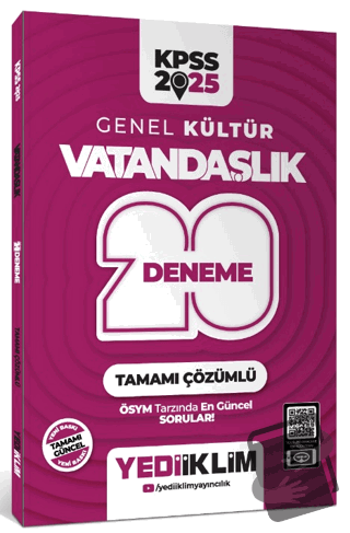 2025 KPSS Genel Kültür Vatandaşlık Tamamı Çözümlü 20 Deneme - Kolektif