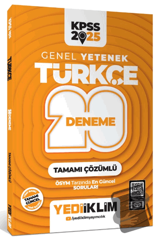 2025 KPSS Genel Yetenek Türkçe Tamamı Çözümlü 20 Deneme - Kolektif - Y