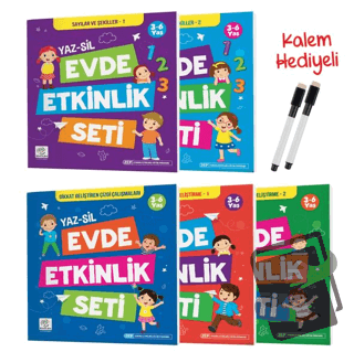 3-6 Yaş Evde Etkinlik Seti YAZ-SİL Kitaplar - Kolektif - Yükselen Zeka