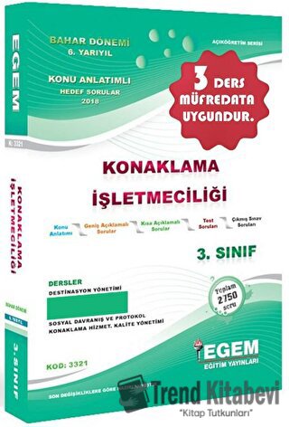 3. Sınıf 6. Yarıyıl Konaklama İşletmeciliği Konu Anlatımlı Hedef Sorul