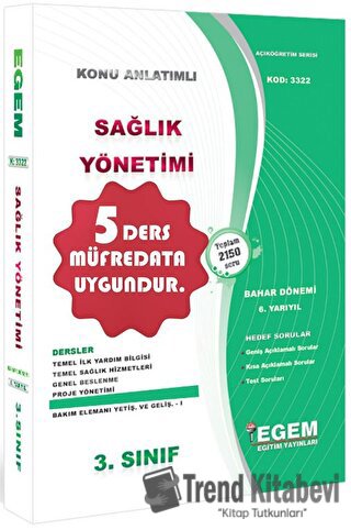 3. Sınıf 6. Yarıyıl Konu Anlatımlı Sağlık Yönetimi - Kod 3322 Egem Eği