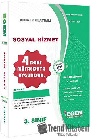 3. Sınıf 6. Yarıyıl Konu Anlatımlı Sosyal Hizmet - Kod 3320 Egem Eğiti