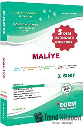 3. Sınıf 6. Yarıyıl Maliye Konu Anlatımlı Hedef Sorular - Kod 3317 Ege