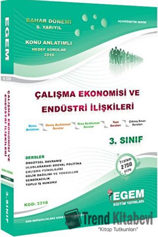 3. Sınıf Çalışma Ekonomisi ve Endüstri İlişkileri Konu Anlatımlı Soru 