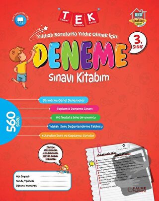 3. Sınıf Tek Deneme Sınavı Kitabım - Kolektif - Palme Yayıncılık - Fiy