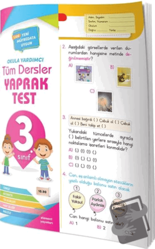 3. Sınıf Tüm Dersler Yaprak Test - Kolektif - 4 Element Yayınları - Fi