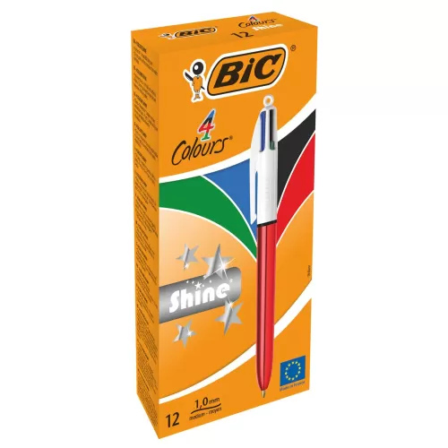 Bic Tükenmez Kalem Shıne 4 Colours Met Kırmızı 12 Li - 12'li Paket - -