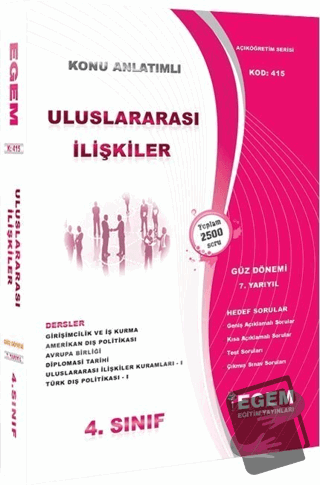 4. Sınıf 7. Yarıyıl Uluslararası İlişkiler Konu Anlatımlı Soru Bankası