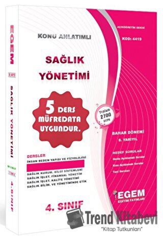 4. Sınıf Sağlık Yönetimi Konu Anlatımlı Soru Bankası, Kolektif, Egem E