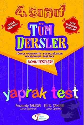 4. Sınıf Tüm Dersler Konu Testleri Test - Elif K. Tanışır - Tanışır Ya