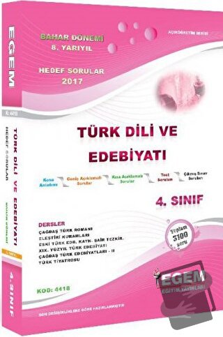 4. Sınıf Türk Dili Ve Edebiyatı Bahar Dönemi Konu Anlatımlı Soru Banka