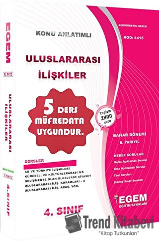 4. Sınıf Uluslararası İlişkiler Konu Anlatımlı Soru Bankası (Bahar Dön