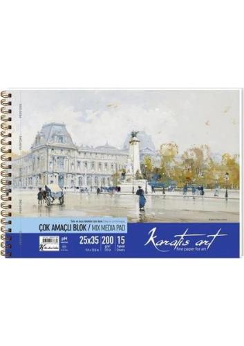 Karatis Resim Blok Spiralli Art 200 Gr 35X50 15 Yp. - - Keskin Color -