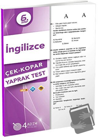 6. Sınıf İngilizce Çek Kopar Yaprak Test - Kolektif - 4 Adım Yayınları