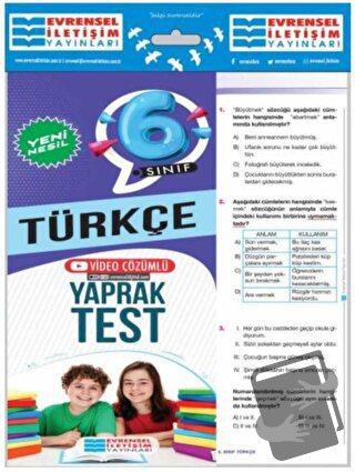 6. Sınıf Türkçe Yeni Nesil Video Çözümlü Yaprak Test - Kolektif - Evre